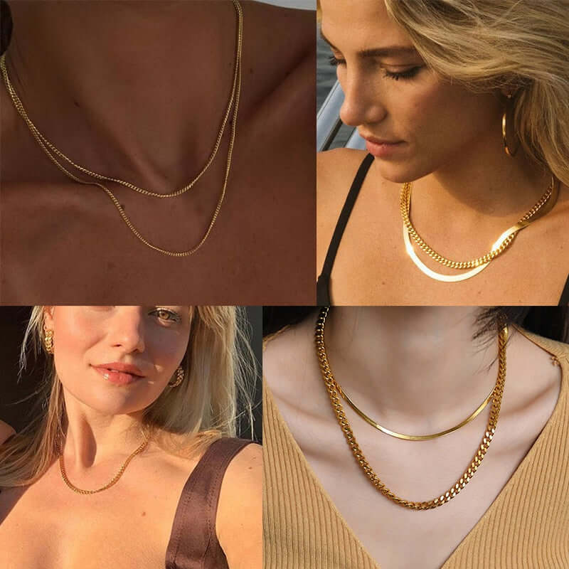 vnox cuban chain necklace for men women / solid metal stainless steel handmade fashion jewelry / collar curb link chokers,vintage gold or silver tone necklaces