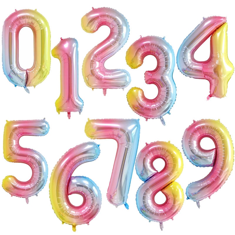 40Inch Big Foil Birthday Helium Balloons with Numbers 0-9 / Happy Wedding Party Balloon Decorations Shower Large Figures Globos Home Decoration Different Colours - FresHomeStyle