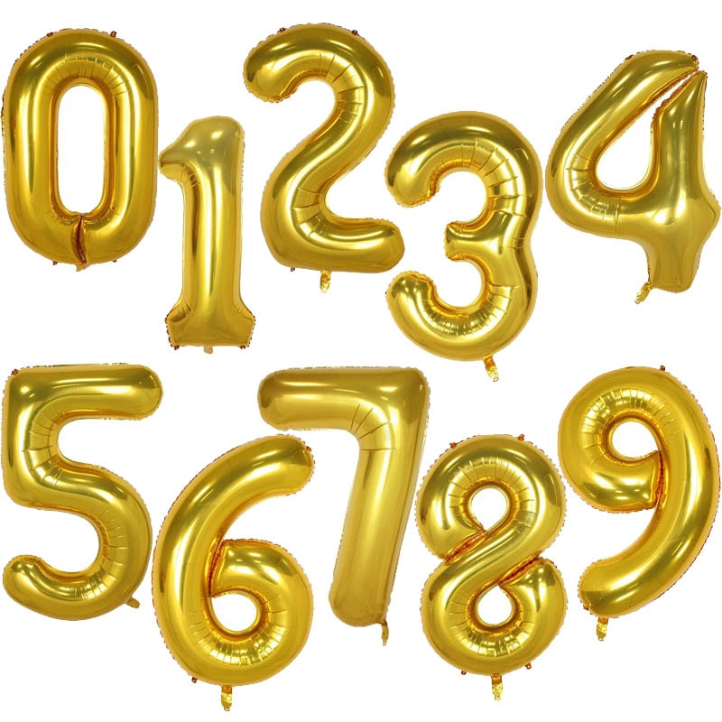 40Inch Big Foil Birthday Helium Balloons with Numbers 0-9 / Happy Wedding Party Balloon Decorations Shower Large Figures Globos Home Decoration Different Colours - FresHomeStyle