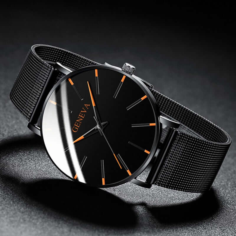 2022 business men watch / ultra fashion stainless steel / luxury waterproof watches / top quality minimalist thin and simple mesh quartz belt