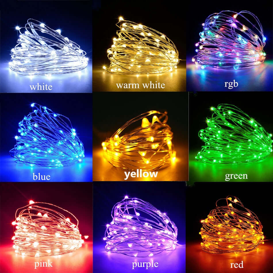 led fairy lights copper wire string 1/2/5/10m light beads holiday outdoor lamp strip garland for christmas tree wedding party home lighting decoration