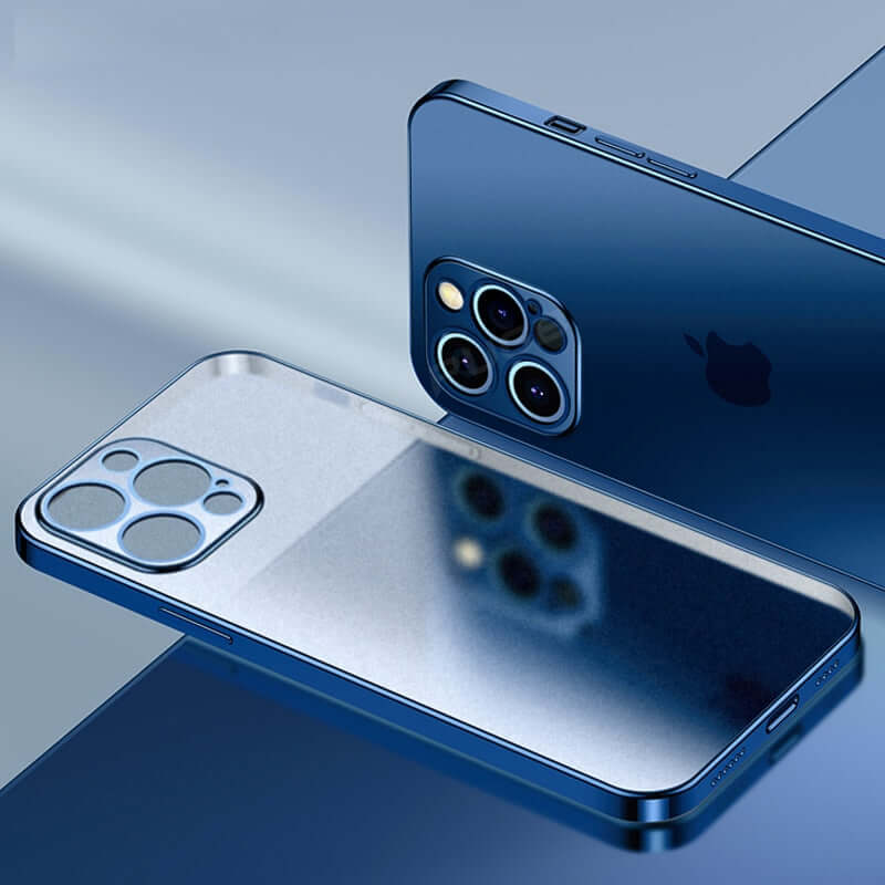 transparent frame matte case for iphone 14 13 11 12 pro max mini xr x xs 7 8 plus se soft silicone shockproof luxury plating phone cover different colours