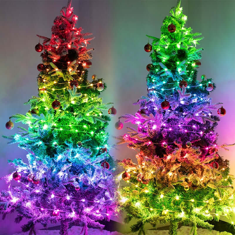 christmas tree rgb led lights with smart bluetooth control beads / usb string outdoor lamp + app remote control christmas garland for home fairy light decoration