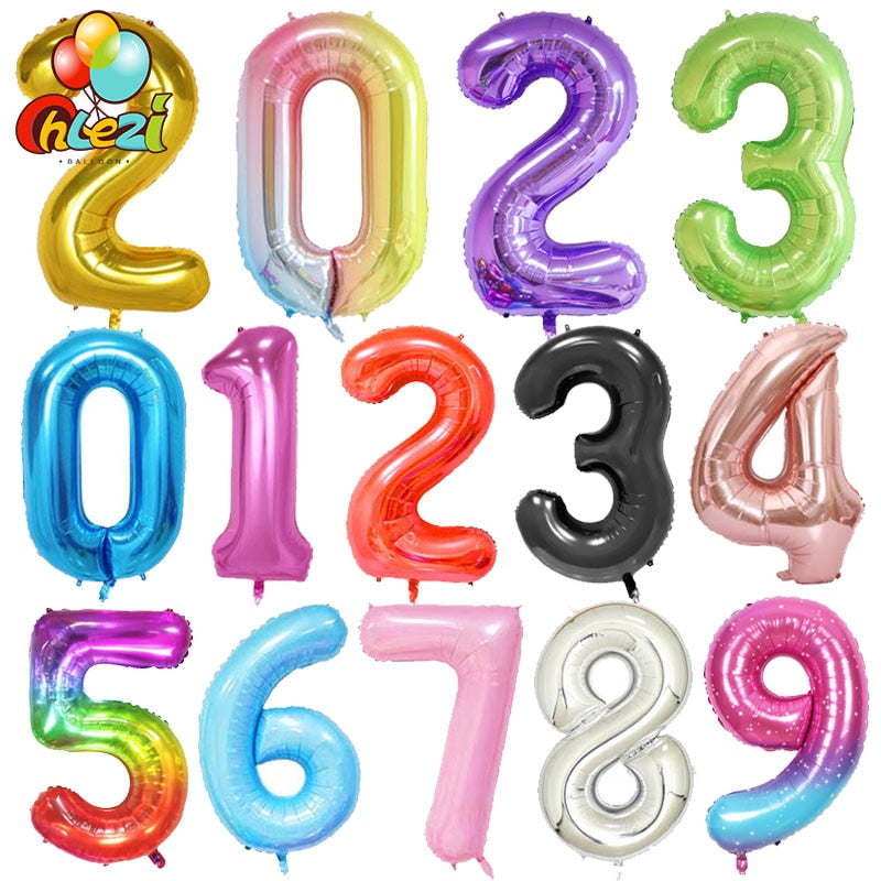 40Inch Big Foil Birthday Helium Balloons with Numbers 0-9 / Happy Wedding Party Balloon Decorations Shower Large Figures Globos Home Decoration Different Colours - FresHomeStyle