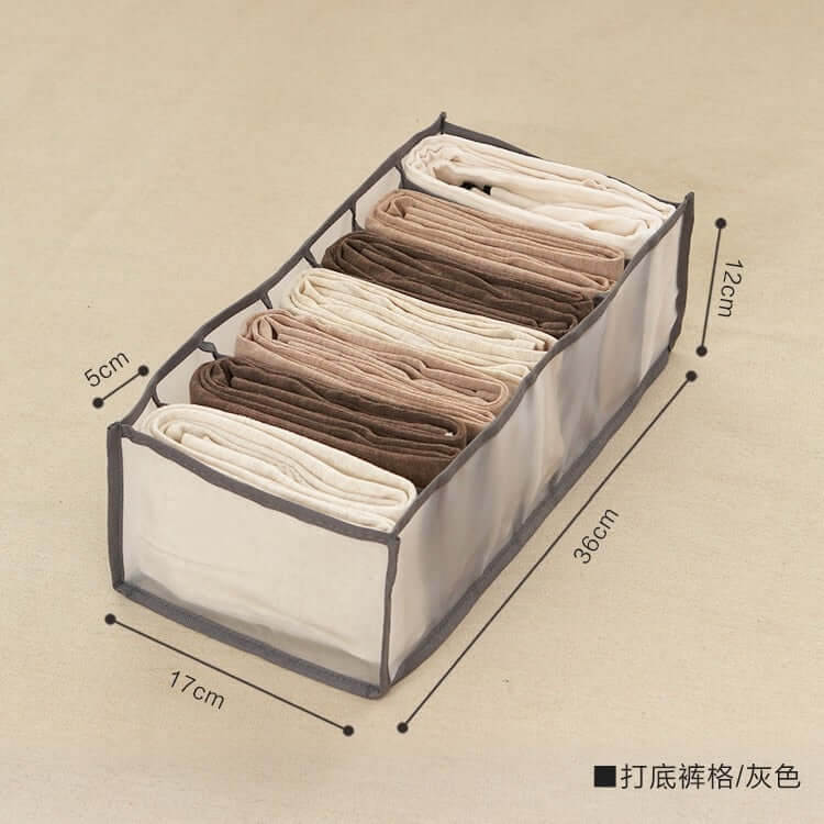 storage box divider - organizer for jeans clothes mesh separation drawer - compartment stacking can for home washed pants gray leggings grid