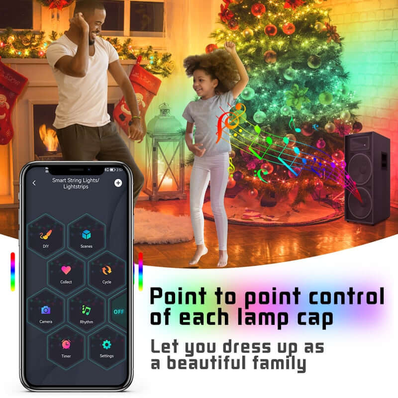 christmas tree rgb led lights with smart bluetooth control beads / usb string outdoor lamp + app remote control christmas garland for home fairy light decoration