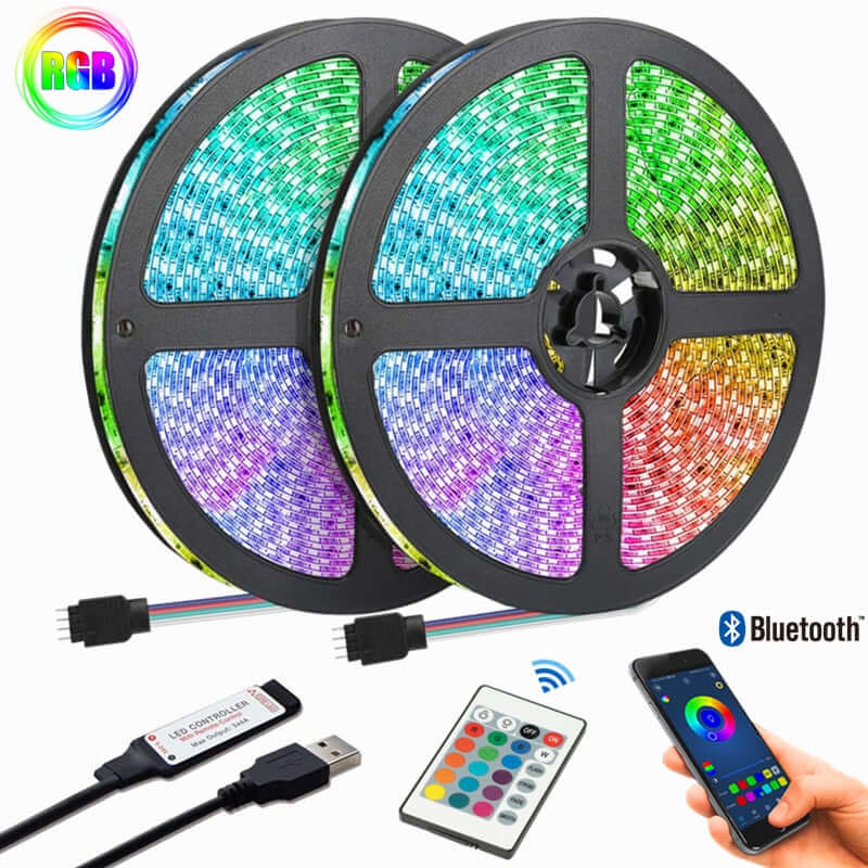 led strip lights rgb infrared bluetooth control luces 5m 10m luminous decoration for living room ribbon bedroom christmas lighting fita lamp home decoration