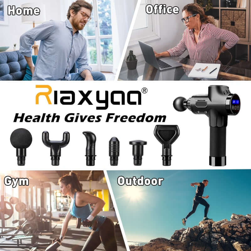 massage gun muscle relax / body relaxation / high frequency electric shock massager with portable bag and lcd display deep therapy for fitness gym workout