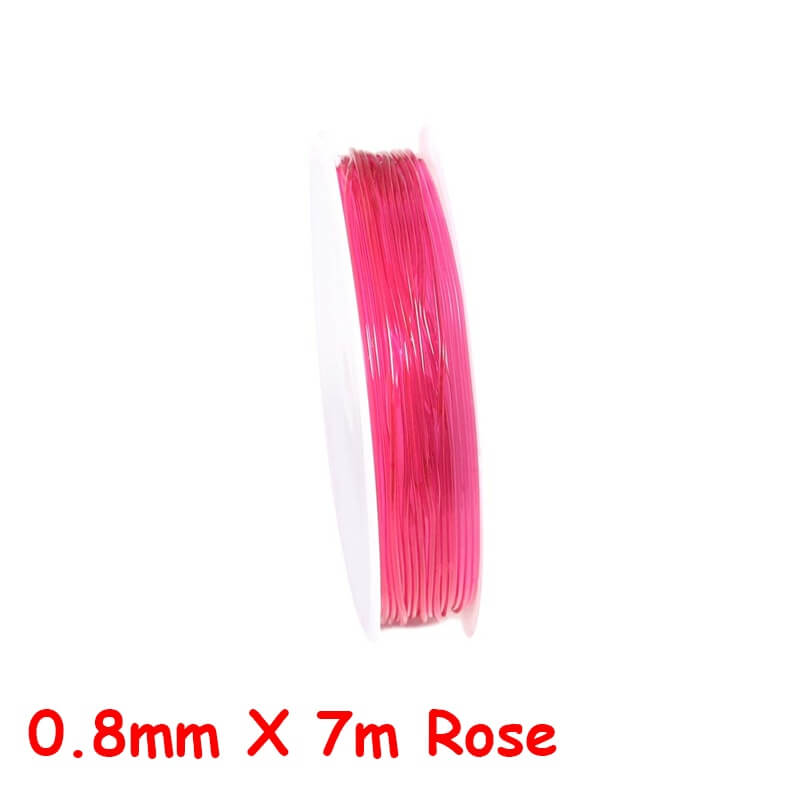 100m roll plastic crystal diy jewelry beading cords / elastic stretch line  / handmade supply wire making fashion string beads for bracelet or necklace thread 0.8mm x 7m rose / ch