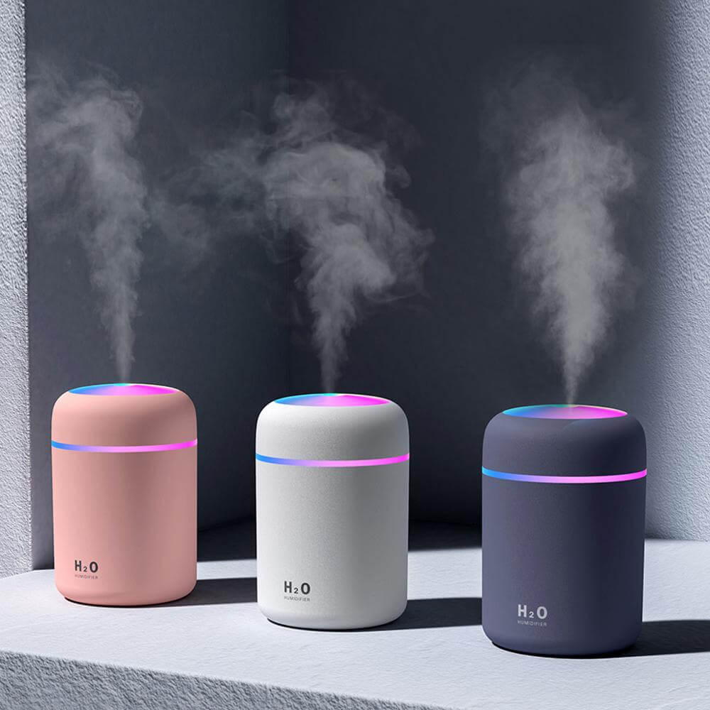 mini portable 300ml electric air humidifier / essential oils aroma diffuser usb cool mist sprayer with colorful night light for home car ultrasonic aromatherapy