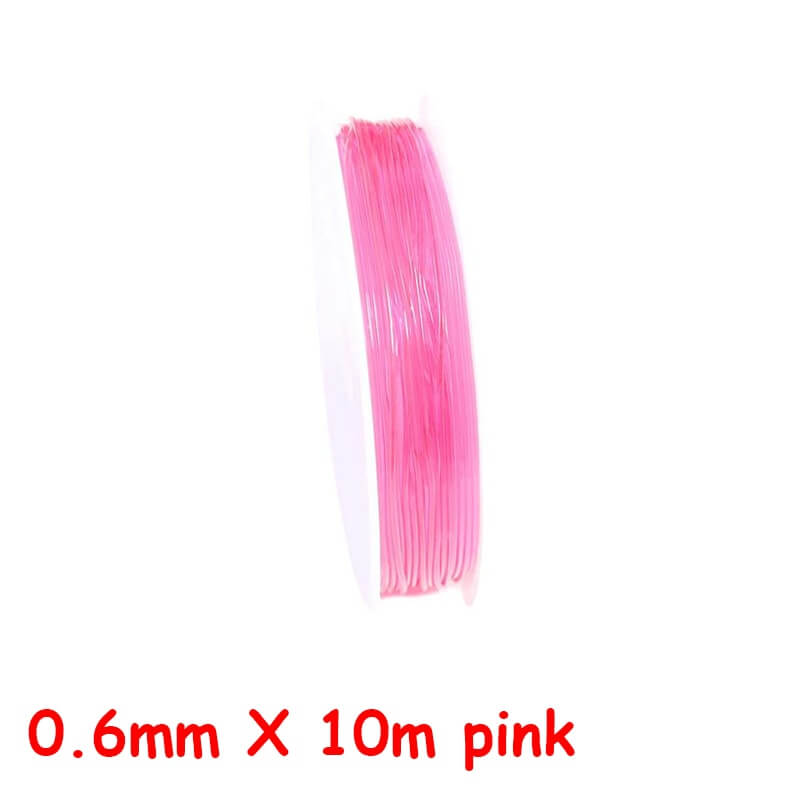 100m roll plastic crystal diy jewelry beading cords / elastic stretch line  / handmade supply wire making fashion string beads for bracelet or necklace thread 0.6mm x 10m pink / ch