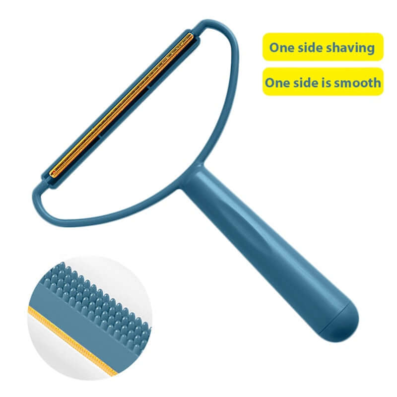 portable manual hair removal tool / fuzz brush for clothes and pets agent / wool carpet coat shaver remover / double-sided razor ball plush for cats or dogs navy
