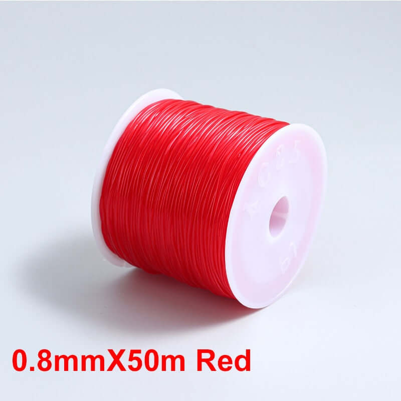 100m roll plastic crystal diy jewelry beading cords / elastic stretch line  / handmade supply wire making fashion string beads for bracelet or necklace thread 0.8mmx50m red / ch