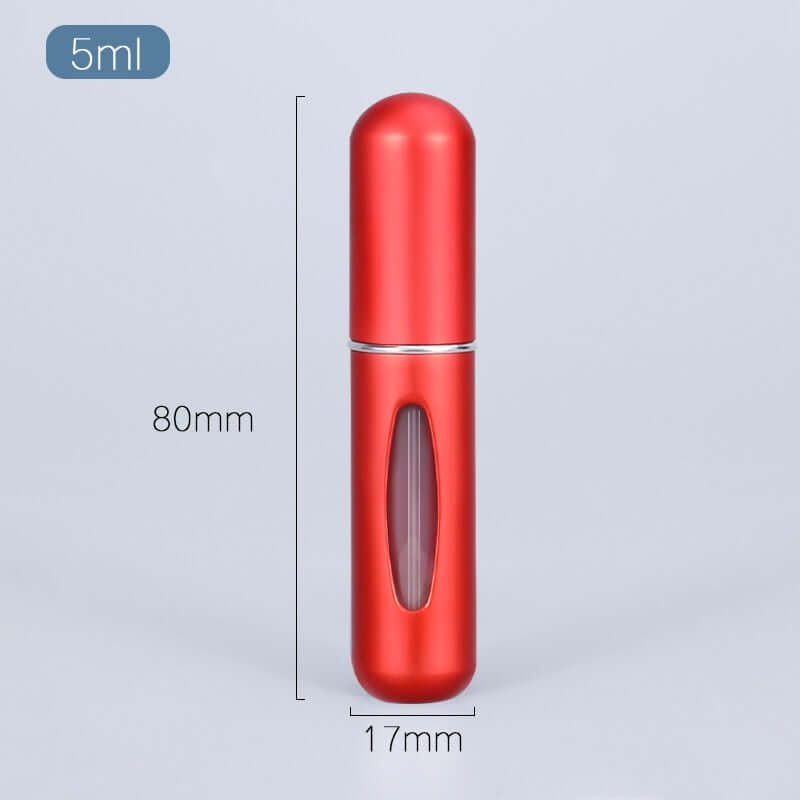 portable mini refillable perfume atomizer bottle，5ml liquid aluminum container for cosmetics / empty alcohol scent sprayer bottles / dispenser pump mist spray case for traveling 5ml / matte red / metal