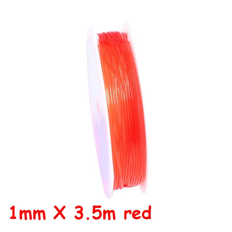100m roll plastic crystal diy jewelry beading cords / elastic stretch line  / handmade supply wire making fashion string beads for bracelet or necklace thread 1mm x 3.5m red / ch