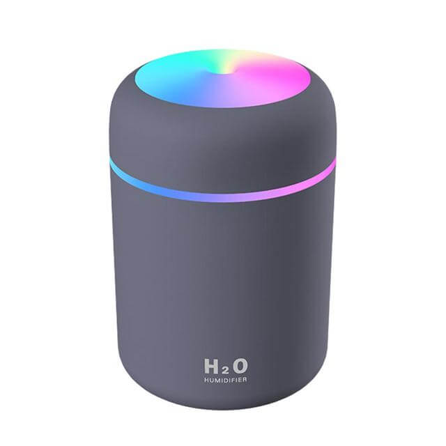 mini portable 300ml electric air humidifier / essential oils aroma diffuser usb cool mist sprayer with colorful night light for home car ultrasonic aromatherapy gray