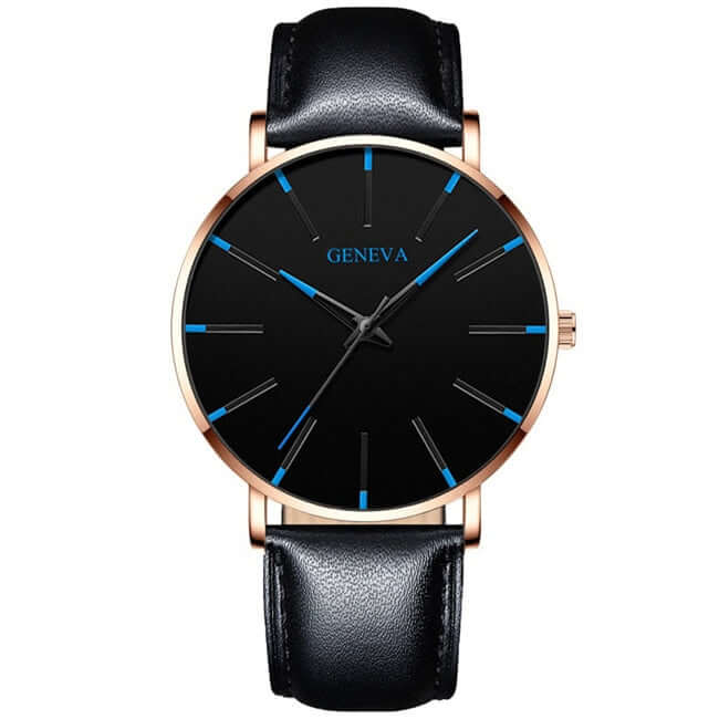2022 business men watch / ultra fashion stainless steel / luxury waterproof watches / top quality minimalist thin and simple mesh quartz belt leather rose blue