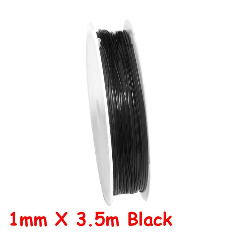 100m roll plastic crystal diy jewelry beading cords / elastic stretch line  / handmade supply wire making fashion string beads for bracelet or necklace thread 1mm x 3.5m black / ch