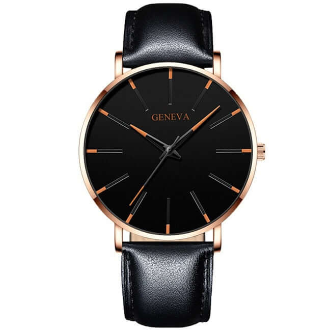 2022 business men watch / ultra fashion stainless steel / luxury waterproof watches / top quality minimalist thin and simple mesh quartz belt leather rose orange
