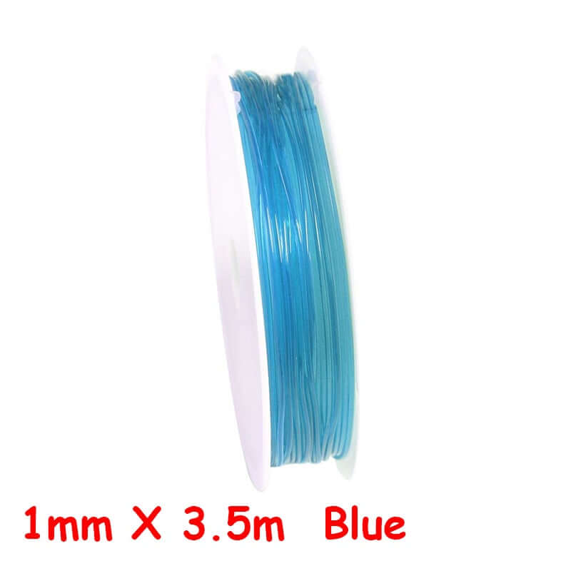 100m roll plastic crystal diy jewelry beading cords / elastic stretch line  / handmade supply wire making fashion string beads for bracelet or necklace thread 1mm x 3.5m  blue / ch