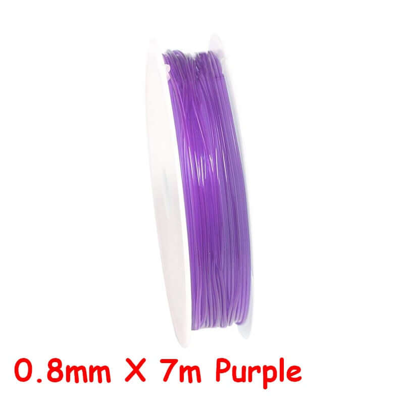 100m roll plastic crystal diy jewelry beading cords / elastic stretch line  / handmade supply wire making fashion string beads for bracelet or necklace thread 0.8mm x 7m purple / ch