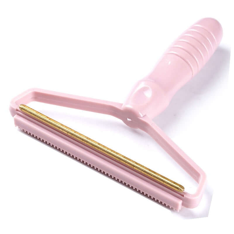portable manual hair removal tool / fuzz brush for clothes and pets agent / wool carpet coat shaver remover / double-sided razor ball plush for cats or dogs pink