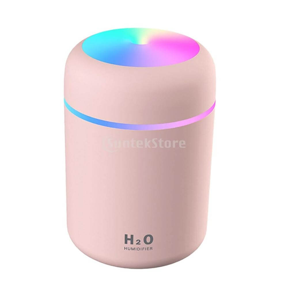 mini portable 300ml electric air humidifier / essential oils aroma diffuser usb cool mist sprayer with colorful night light for home car ultrasonic aromatherapy pink