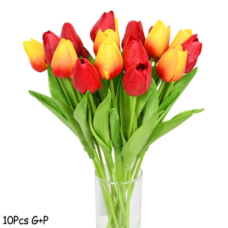 10pcs tulip bouquet - artificial flower real touch for birthday party / wedding decoration fake flowers pe home garden decor mix6