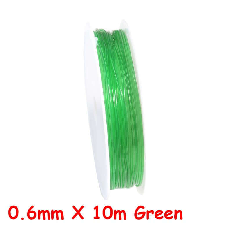 100m roll plastic crystal diy jewelry beading cords / elastic stretch line  / handmade supply wire making fashion string beads for bracelet or necklace thread 0.6mm x 10m green / ch