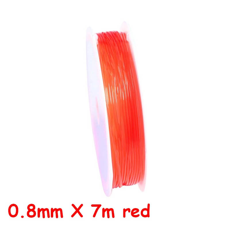 100m roll plastic crystal diy jewelry beading cords / elastic stretch line  / handmade supply wire making fashion string beads for bracelet or necklace thread 0.8mm x 7m red / ch