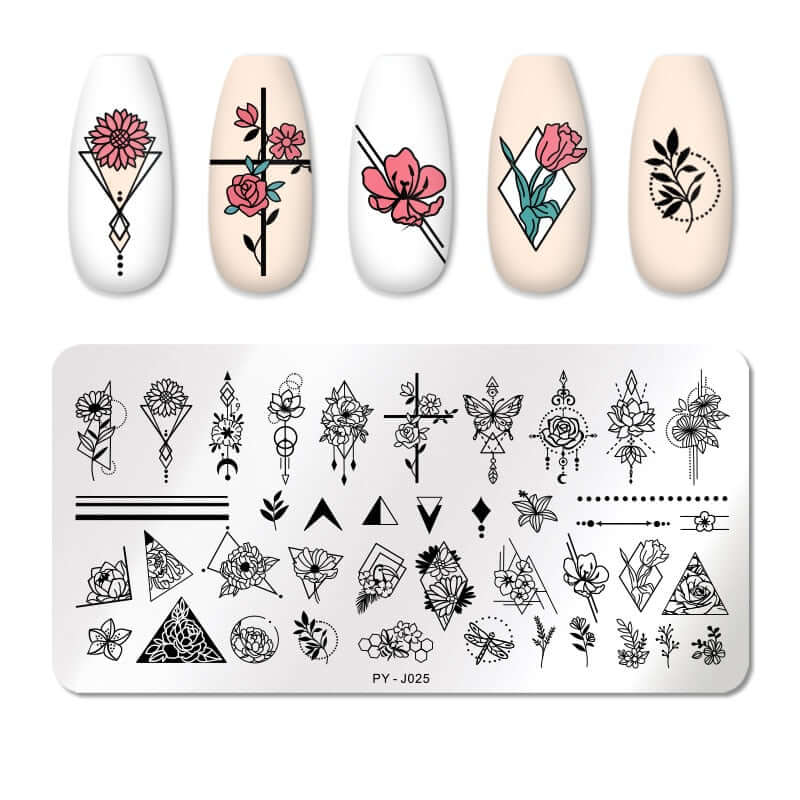 nail art templates 12*6cm / manicure stamping plate flower nails beauty design / temperature glass lace stamp plates animal image makeup women cosmetics pyj025