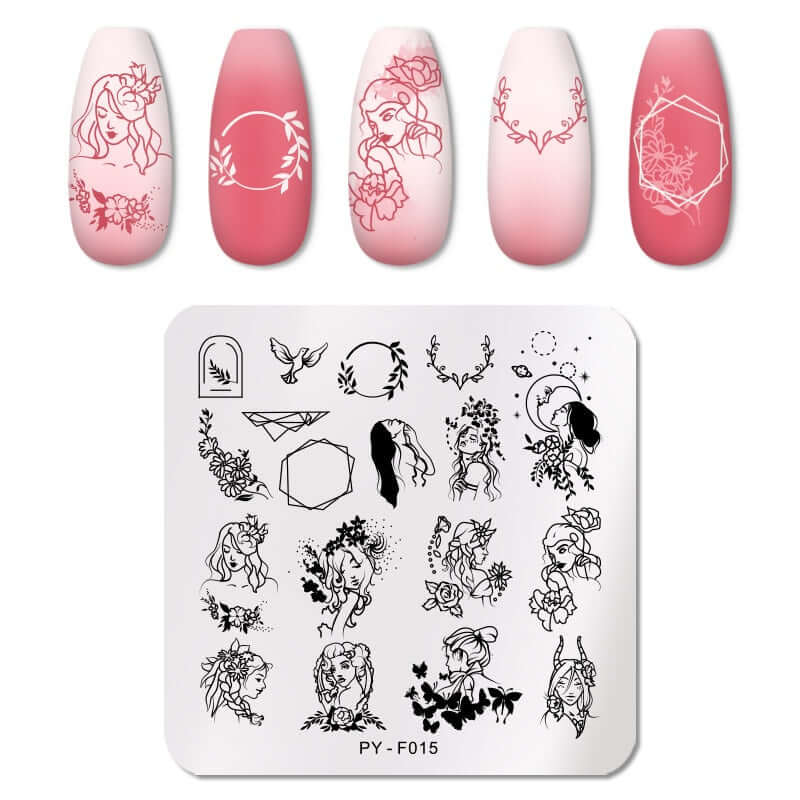 nail art templates 12*6cm / manicure stamping plate flower nails beauty design / temperature glass lace stamp plates animal image makeup women cosmetics pyf015