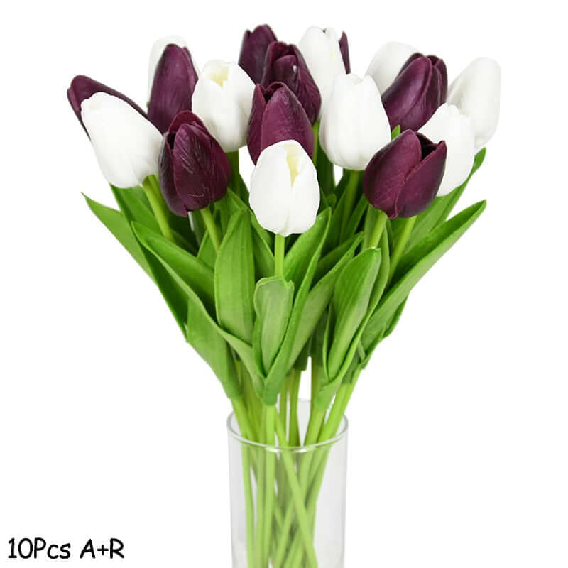 10pcs tulip bouquet - artificial flower real touch for birthday party / wedding decoration fake flowers pe home garden decor mix4