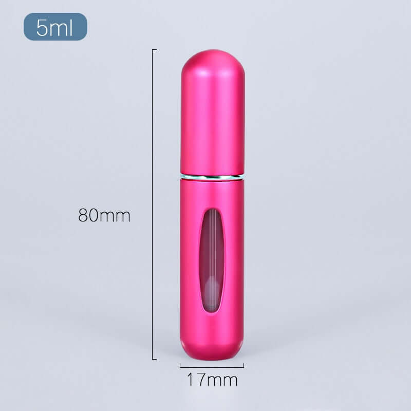 portable mini refillable perfume atomizer bottle，5ml liquid aluminum container for cosmetics / empty alcohol scent sprayer bottles / dispenser pump mist spray case for traveling 5ml / matte rose red / metal