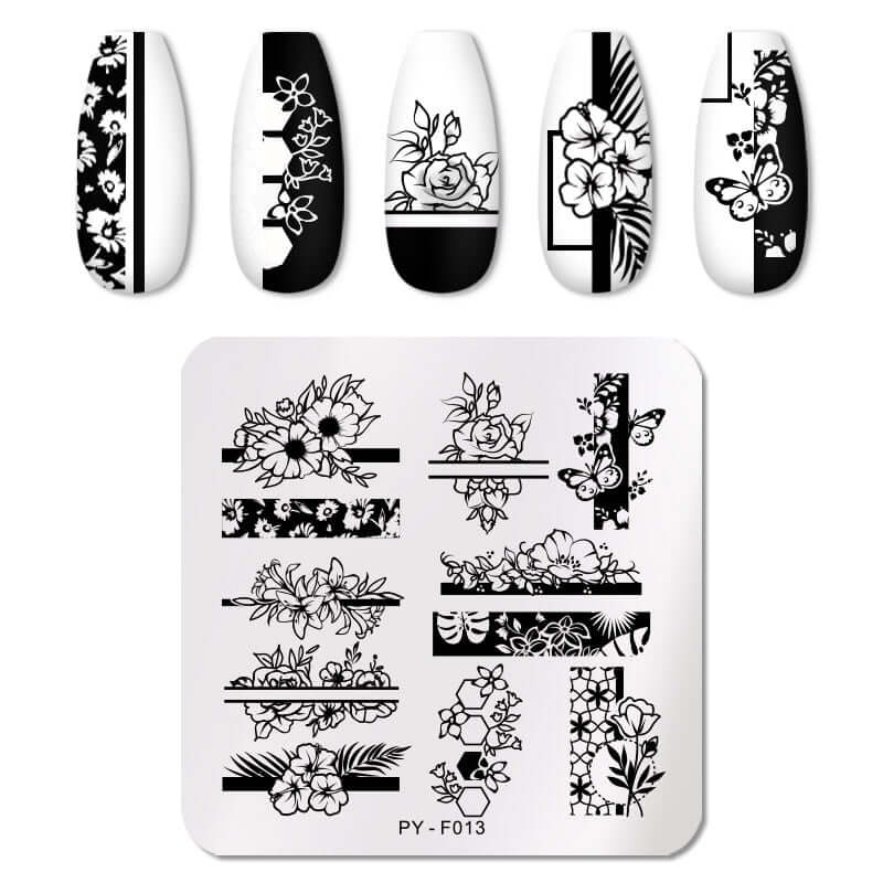 nail art templates 12*6cm / manicure stamping plate flower nails beauty design / temperature glass lace stamp plates animal image makeup women cosmetics pyf013