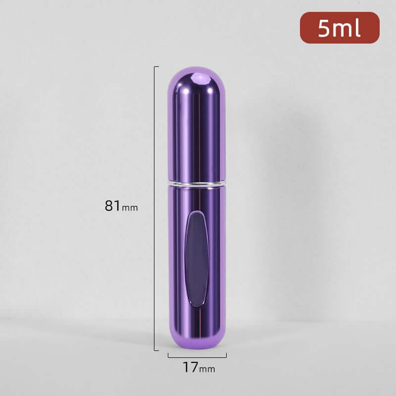 portable mini refillable perfume atomizer bottle，5ml liquid aluminum container for cosmetics / empty alcohol scent sprayer bottles / dispenser pump mist spray case for traveling 5ml / bright purple / metal