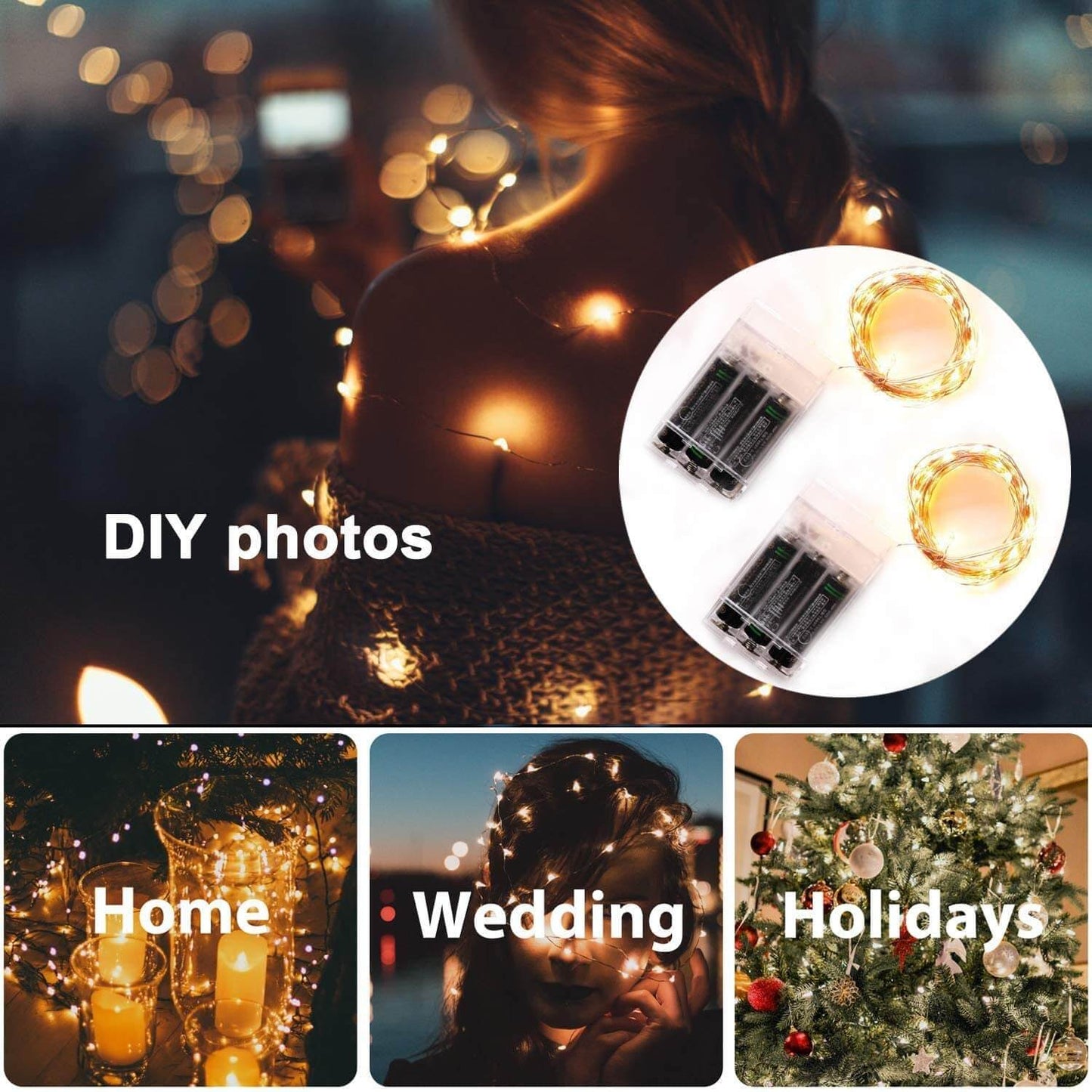 led fairy lights copper wire string 1/2/5/10m light beads holiday outdoor lamp strip garland for christmas tree wedding party home lighting decoration