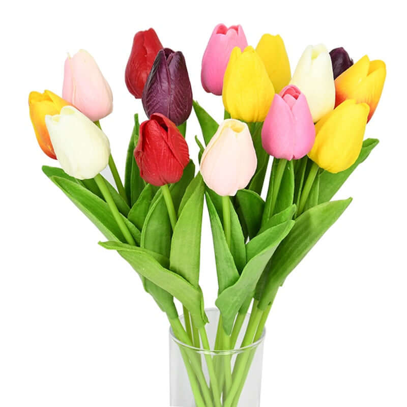 10pcs tulip bouquet - artificial flower real touch for birthday party / wedding decoration fake flowers pe home garden decor