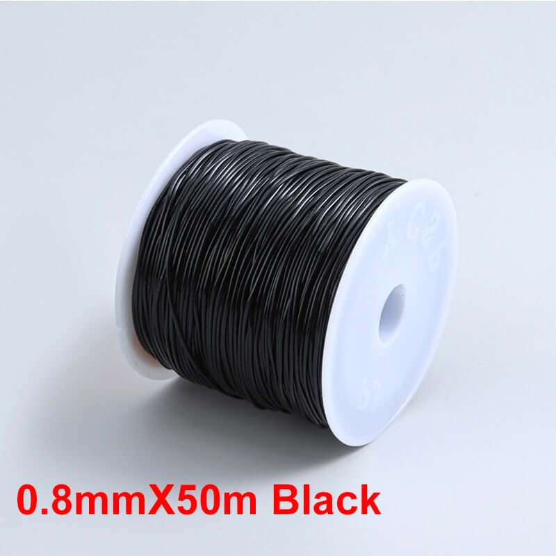100m roll plastic crystal diy jewelry beading cords / elastic stretch line  / handmade supply wire making fashion string beads for bracelet or necklace thread 0.8mmx50m black / ch