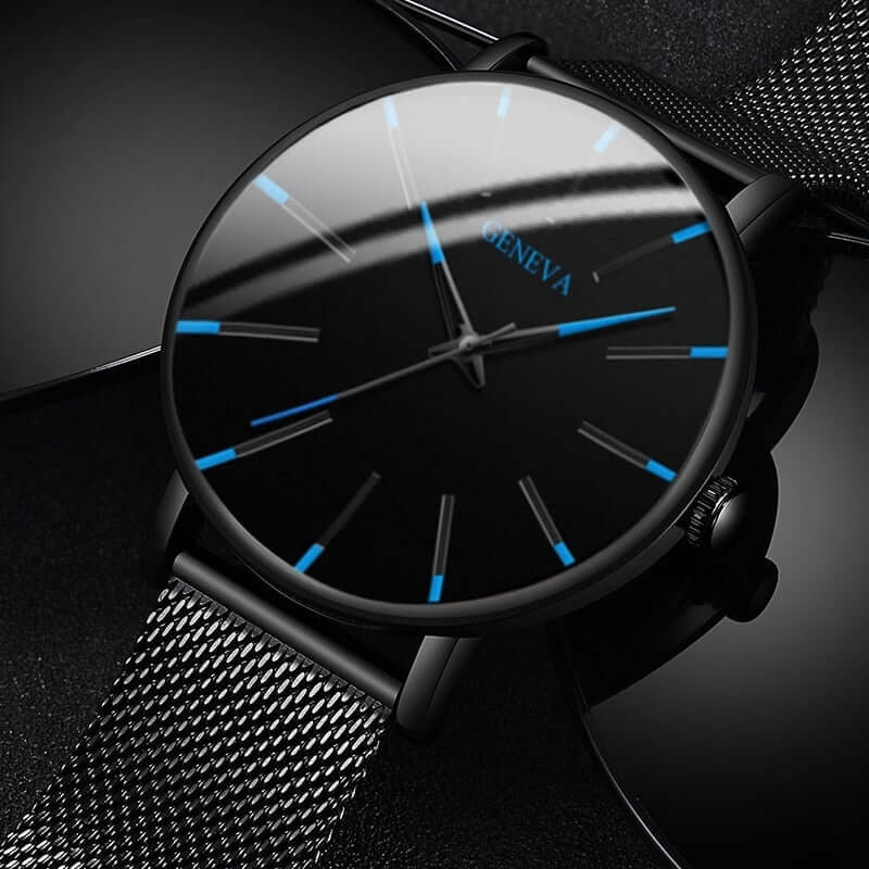 2022 business men watch / ultra fashion stainless steel / luxury waterproof watches / top quality minimalist thin and simple mesh quartz belt