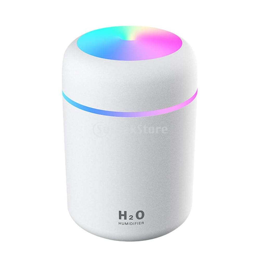 mini portable 300ml electric air humidifier / essential oils aroma diffuser usb cool mist sprayer with colorful night light for home car ultrasonic aromatherapy white