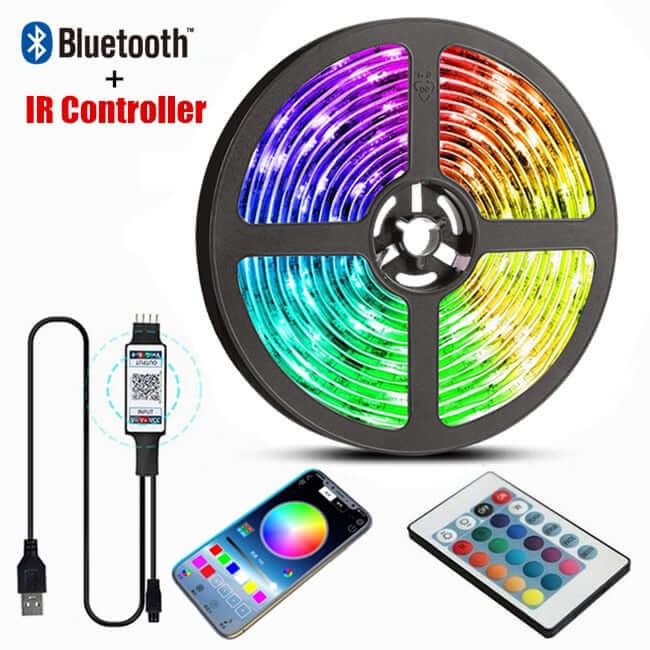 led strip lights rgb infrared bluetooth control luces 5m 10m luminous decoration for living room ribbon bedroom christmas lighting fita lamp home decoration