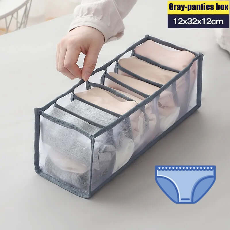 storage box divider - organizer for jeans clothes mesh separation drawer - compartment stacking can for home washed pants underwear 7 grid 1