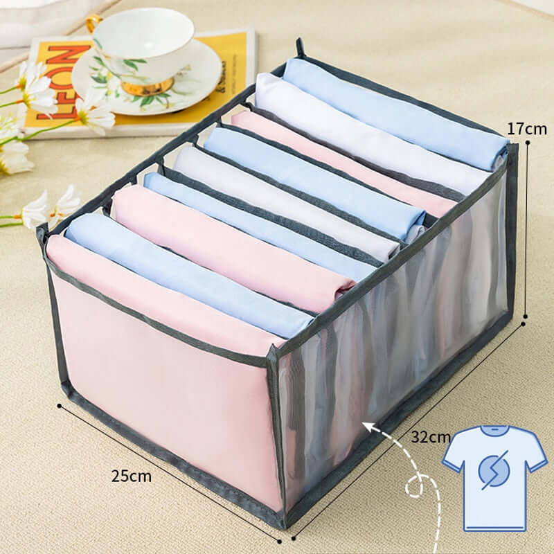storage box divider - organizer for jeans clothes mesh separation drawer - compartment stacking can for home washed pants t-shirt 9 grids