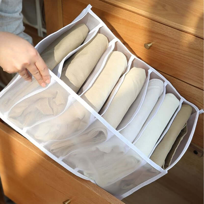 storage box divider - organizer for jeans clothes mesh separation drawer - compartment stacking can for home washed pants