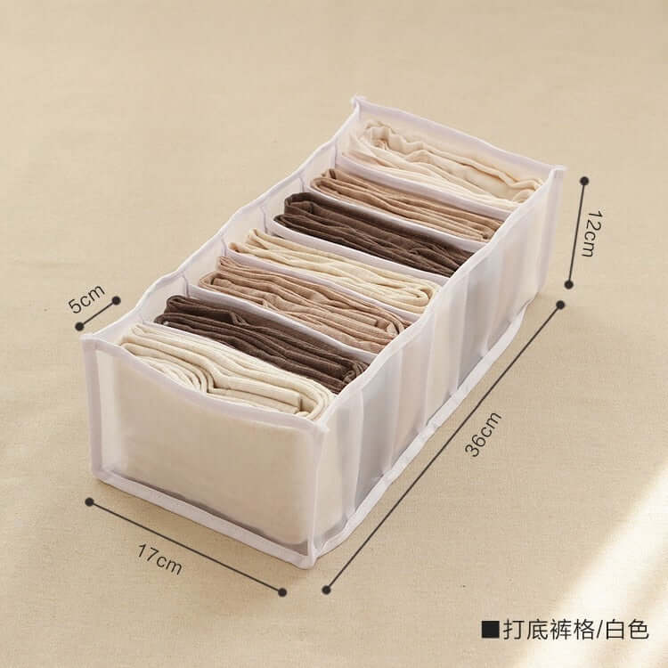 storage box divider - organizer for jeans clothes mesh separation drawer - compartment stacking can for home washed pants white leggings grid