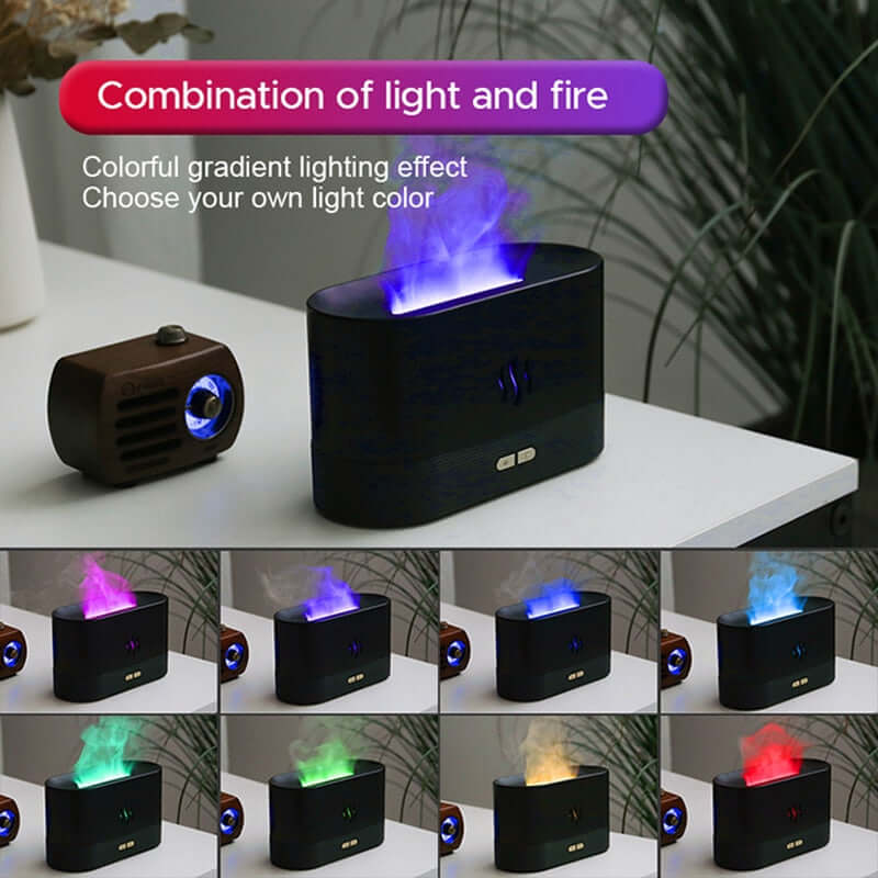 aroma diffuser ultrasonic air humidifier / essential oil cool mist maker aromatherapy fogger / led flame night lamp mist sprayer for home