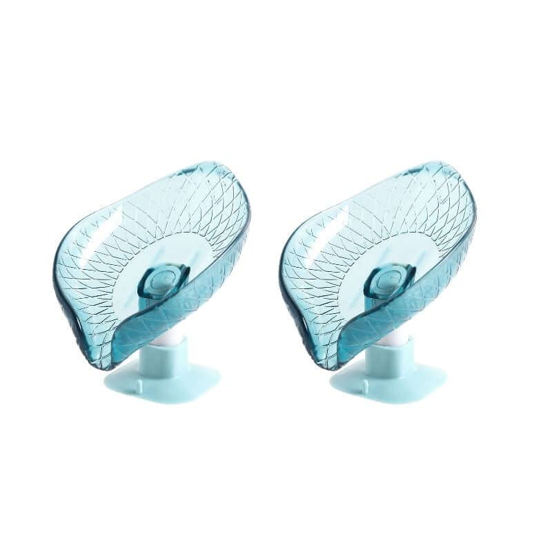 2pcs suction shower cups / portable soap holder for kitchen / plastic leaf sponge tray for bathroom dish box accessories 2pcs green b