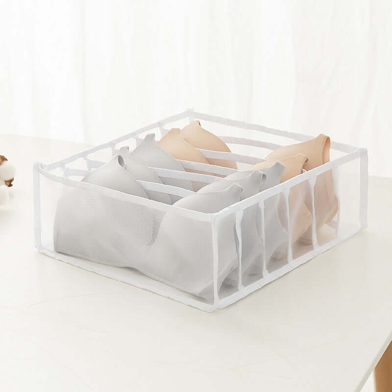 storage box divider - organizer for jeans clothes mesh separation drawer - compartment stacking can for home washed pants white bra 6 grids