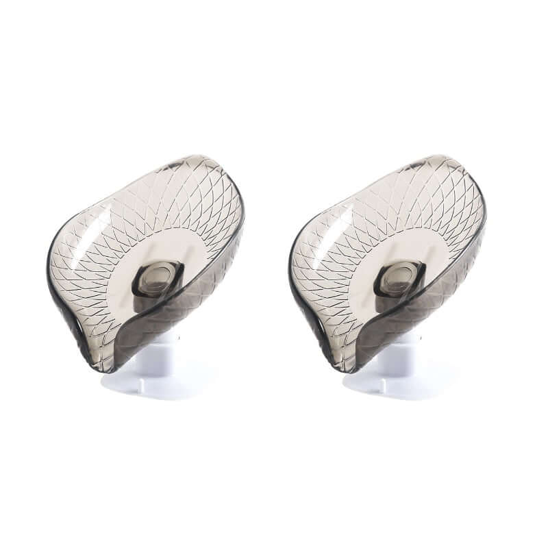 2pcs suction shower cups / portable soap holder for kitchen / plastic leaf sponge tray for bathroom dish box accessories 2pcs gray b